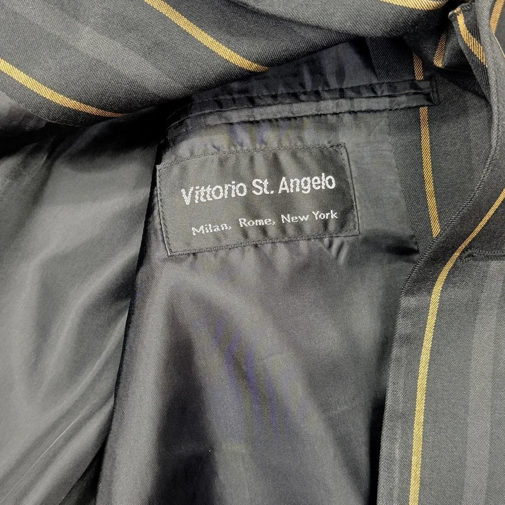 Vittorio St Angelo Men's 46L Zoot Suit 40L Pants Gray Gold Stripe 2-Piece